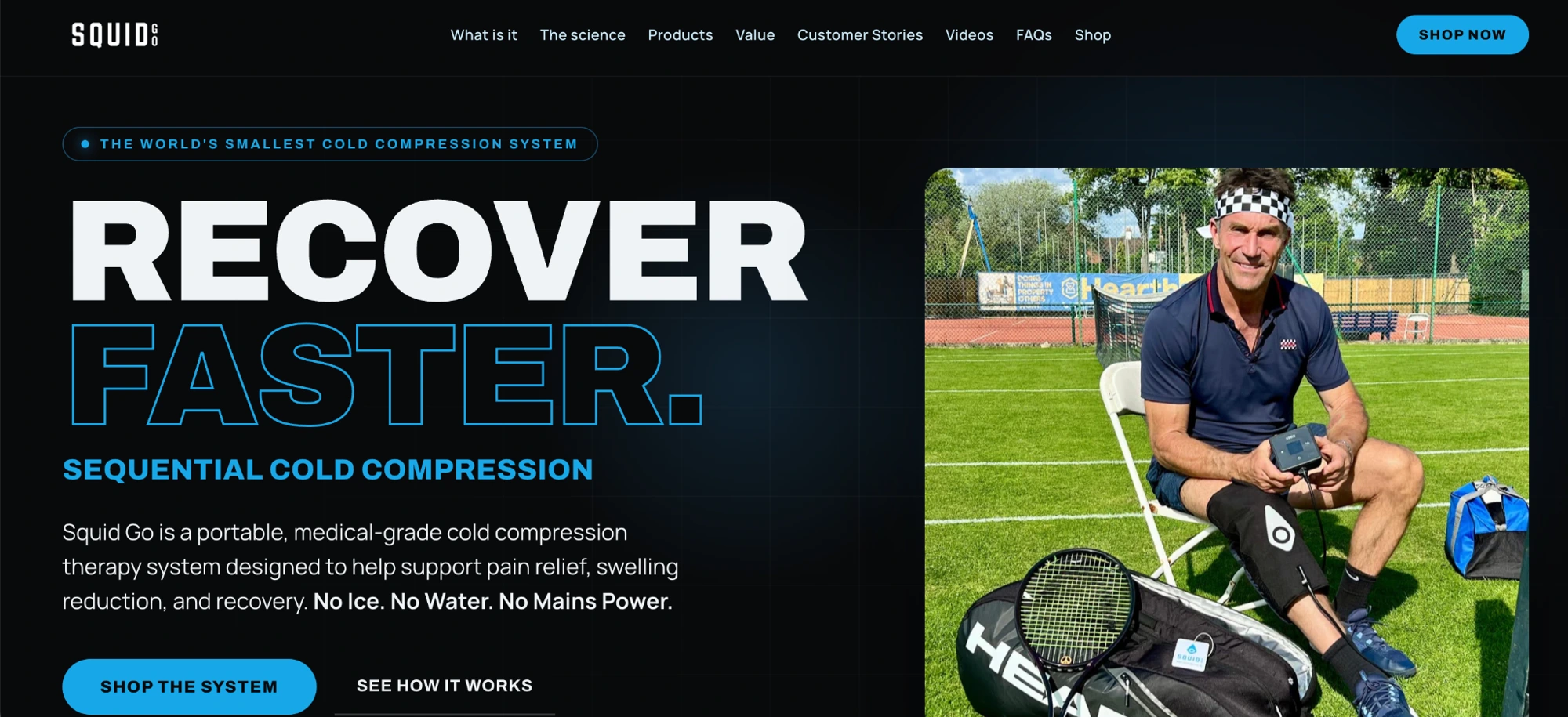 SQUID GO sports recovery website designed by Satori Studio London